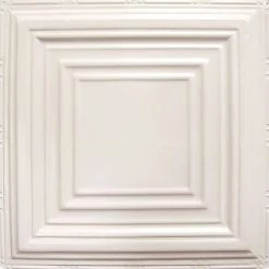 American Tin Ceilings Tin Ceiling 5-Pack Kit, 2' X 2', Creamy White Satin Pattern #15