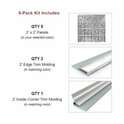 American Tin Ceilings Tin Backsplash 5-Pack Kit, 2' X 2', Stainless Steel Pattern #3 -Fine Crafts & Imports Shop 439119dc0077222e 4954 w800 h800 b1 p0