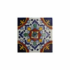Fine Crafts & Imports 4.2x4.2 9 Pcs Blue Gerona Talavera Mexican Tile
