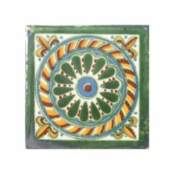 Mexican Decorative Accessories 4"x4" Mexican Ceramic Handmade Tile #C051