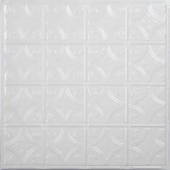 American Tin Ceilings Tin Backsplash 5-Pack Kit, 2' X 2', Bright White Gloss Pattern #3