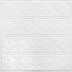 American Tin Ceilings Tin Ceiling 5-Pack Kit, 2' X 2', Bright White Satin Pattern #21