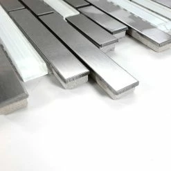 Modket Stainless Steel Brushed Nickel Swirl Glass Mosaic Backsplash, 12"x14", Set Of 10 -Fine Crafts & Imports Shop 537127130a664ca7 5667 w800 h800 b0 p0