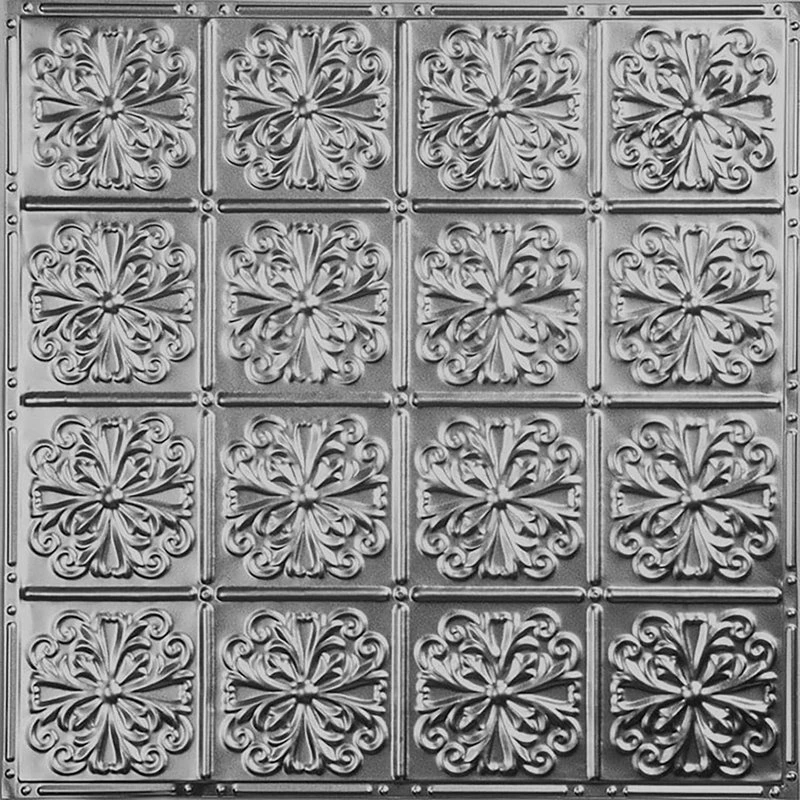 American Tin Ceilings Tin Backsplash 5-Pack Kit, 2' X 2', Brushed Satin Nickel Pattern #27 3 American Tin Ceilings Tin Backsplash 5-Pack Kit, 2' X 2', Brushed Satin Nickel Pattern #27