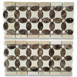 Stone Center Online Emperador Dark Brown Marble Flower Mosaic Border Listello Tile, 1 Sheet -Fine Crafts & Imports Shop 67411d7c0d2bcf97 8280 w800 h800 b1 p0