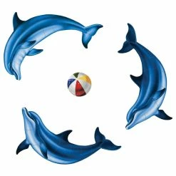 Custom Mosaics, Inc. Dolphin Group Porcelain Swimming Pool Mosaic 10"x10"