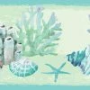 Grace & Gardenia GB10011g8 Coral And Seashells Peel & Stick Wallpaper Border 8"H X 18'L Blue -Fine Crafts & Imports Shop 9801c888027a7b66 0671 w800 h800 b0 p0
