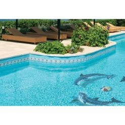 Custom Mosaics, Inc. Dolphin Group Porcelain Swimming Pool Mosaic 10"x10" -Fine Crafts & Imports Shop 9e21b8860c1dc858 1307 w800 h800 b0 p0