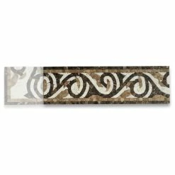 Stone Center Online Marble Mosaic Border Listello Tile Garden Emperador 4.7x15.7 Polished, 1 Piece -Fine Crafts & Imports Shop e071ae510a7b7366 2259 w800 h800 b1 p0