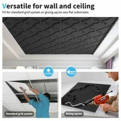Art3d LLC Art3d Decorative Drop-in Ceiling Tiles 24x24, Pack Of 12, Black -Fine Crafts & Imports Shop e941af8602f35efe 2879 w800 h800 b1 p0