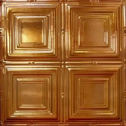 American Tin Ceilings Tin Ceiling 5-Pack Kit, 2' X 2', Rustic Copper Translucent Pattern #01