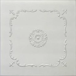 Euro-Deco 19.6"x19.6" Styrofoam Glue Up Ceiling Tiles R43 Platinum