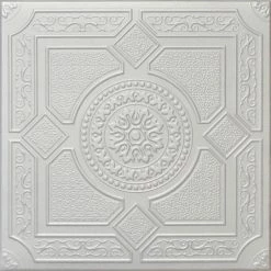 Euro-Deco 19.6"x19.6" Styrofoam Glue Up Ceiling Tiles R30 Platinum