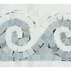 Fancy Design Group Oriental White Honed Marble Wave Border With Blue-Gray Dots -Fine Crafts & Imports Shop home design 11