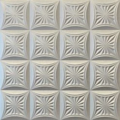 Euro-Deco 19.6"x19.6" Styrofoam Glue Up Ceiling Tiles R40, Silver