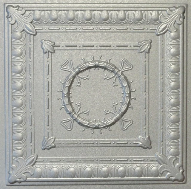 Euro-Deco 19.6"x19.6" Styrofoam Glue Up Ceiling Tiles R47, Silver 3 Euro-Deco 19.6"x19.6" Styrofoam Glue Up Ceiling Tiles R47, Silver
