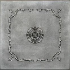 Euro-Deco 19.6"x19.6" Styrofoam Glue Up Ceiling Tiles R43, Antique Silver