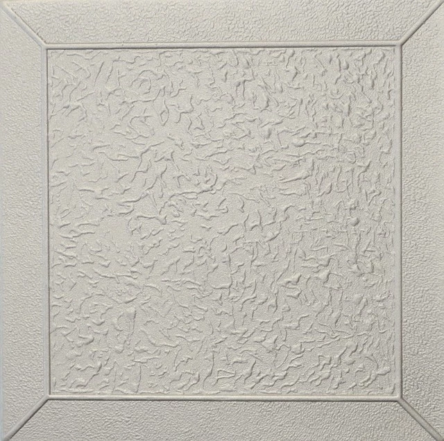 Euro-Deco 19.6"x19.6" Styrofoam Glue Up Ceiling Tiles R27, Silver 3 Euro-Deco 19.6"x19.6" Styrofoam Glue Up Ceiling Tiles R27, Silver