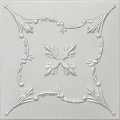 Euro-Deco 19.6"x19.6" Styrofoam Glue Up Ceiling Tiles R38 Platinum