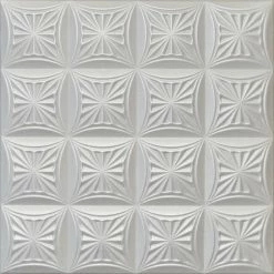 Euro-Deco 19.6"x19.6" Styrofoam Glue Up Ceiling Tiles R40 Platinum