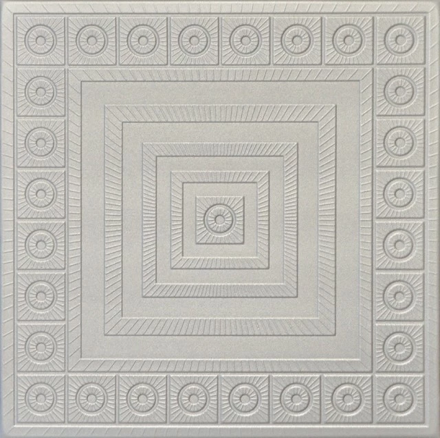 Euro-Deco 19.6"x19.6" Styrofoam Glue Up Ceiling Tiles R44, Silver 3 Euro-Deco 19.6"x19.6" Styrofoam Glue Up Ceiling Tiles R44, Silver