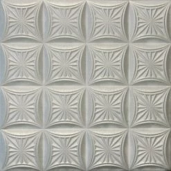 Euro-Deco 19.6"x19.6" Styrofoam Glue Up Ceiling Tiles R40, White Silver