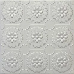 Euro-Deco 19.6"x19.6" Styrofoam Glue Up Ceiling Tiles R36 Platinum