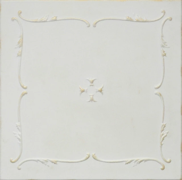 Euro-Deco 19.6"x19.6" Styrofoam Glue Up Ceiling Tiles R5 White Satin Washed Gold 3 Euro-Deco 19.6"x19.6" Styrofoam Glue Up Ceiling Tiles R5 White Satin Washed Gold