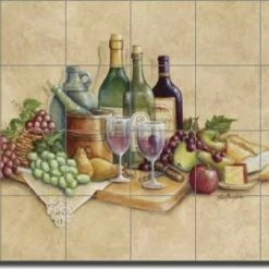 Artwork On Tile Broughton Wine Grapes Ceramic Tile Mural Backsplash