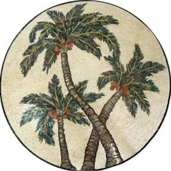Mozaico Medallion Mosaic Art, Intertwining Palms, 24"x24"