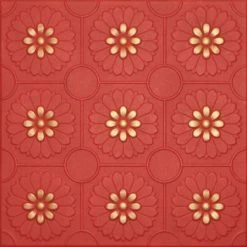 Euro-Deco 19.6"x19.6" Styrofoam Glue Up Ceiling Tiles R36 Crimson Gold V2