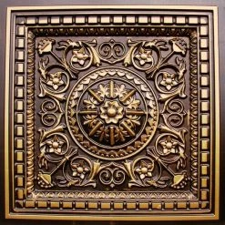 Decorative Ceiling Tiles, Inc. Da Vinci, Faux Tin Ceiling Tile, Antique Gold, 24"x24"