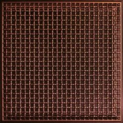 Decorative Ceiling Tiles, Inc. Rustic Lattice, Faux Tin Ceiling Tile, Antique Copper, 24"x24"