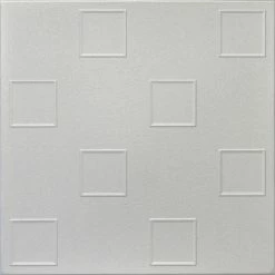 Euro-Deco 19.6"x19.6" Styrofoam Glue Up Ceiling Tiles R4 Platinum