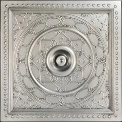 Decorative Ceiling Tiles, Inc. Downtown, Faux Tin Ceiling Tile, Antique Silver, 24"x24"