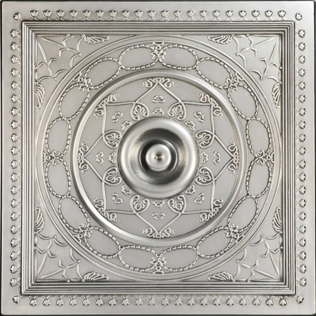 Decorative Ceiling Tiles, Inc. Downtown, Faux Tin Ceiling Tile, Antique Silver, 24"x24" 3 Decorative Ceiling Tiles, Inc. Downtown, Faux Tin Ceiling Tile, Antique Silver, 24"x24"