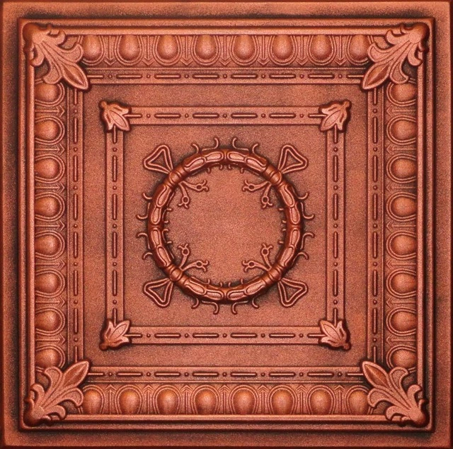 Euro-Deco 19.6"x19.6" Styrofoam Glue Up Ceiling Tiles R47, Antique Copper 3 Euro-Deco 19.6"x19.6" Styrofoam Glue Up Ceiling Tiles R47, Antique Copper