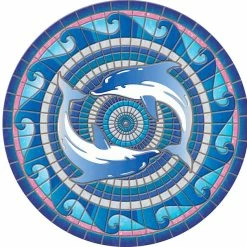 Poolsaic Drop-In Dolphins Vinyl Swimming Pool Mat, 59" X 59"