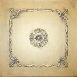 Euro-Deco 19.6"x19.6" Styrofoam Glue Up Ceiling Tiles R43, Antique Gold