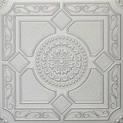 Euro-Deco 19.6"x19.6" Styrofoam Glue Up Ceiling Tiles R30W, Silver