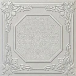 Euro-Deco 19.6"x19.6" Styrofoam Glue Up Ceiling Tiles R32 Platinum
