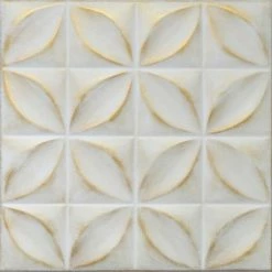 Euro-Deco 19.6"x19.6" Styrofoam Glue Up Ceiling Tiles R3 White Satin Washed Gold