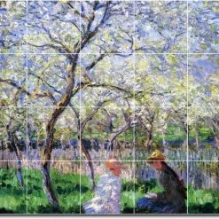 Picture-Tiles Claude Monet Garden Painting Ceramic Tile Mural #18, 21.25"x17"